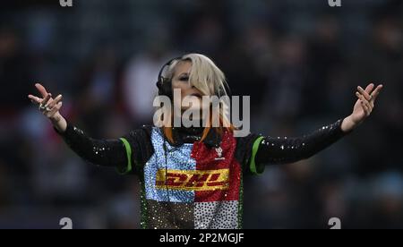 Twickenham, Royaume-Uni. 04th mars 2023. Rugby Gallagher Premiership. Grand jeu 14. Harlequins V Exeter Chiefs. Stade de Twickenham. Twickenham . DJ Sister Bliss pendant le match de rugby Harlequins V Exeter Chiefs Gallagher Premiership. Credit: Sport en images/Alamy Live News Banque D'Images