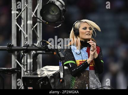 Twickenham, Royaume-Uni. 04th mars 2023. Rugby Gallagher Premiership. Grand jeu 14. Harlequins V Exeter Chiefs. Stade de Twickenham. Twickenham . DJ Sister Bliss pendant le match de rugby Harlequins V Exeter Chiefs Gallagher Premiership. Credit: Sport en images/Alamy Live News Banque D'Images