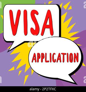 Signature manuscrite Visa application. Concept d'affaires processus d'obtention d'un permis d'entrée sur un terrain étranger Banque D'Images