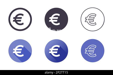 Ensemble d'icônes de symbole de devise européenne Illustration de Vecteur
