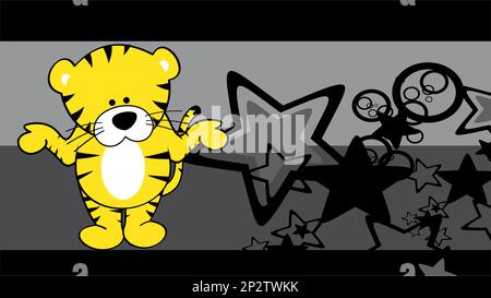 illustration d'arrière-plan de dessin animé de personnage de chabi de tigre de standig au format vectoriel Illustration de Vecteur