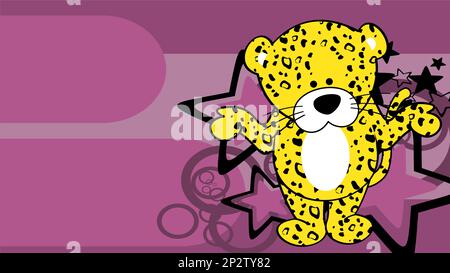 illustration d'arrière-plan de dessin animé de personnage kid chibi de léopard de standig au format vectoriel Illustration de Vecteur