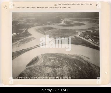 Inondations - inondation du fleuve Mississippi, photographie aérienne. Banque D'Images