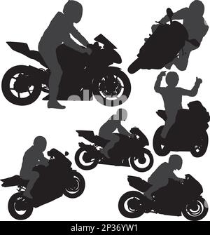 Ensemble de silhouettes motards. Superposé et entièrement modifiable Illustration de Vecteur