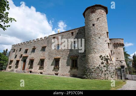 Castello di Meleto, Château de Meleto, tour, château du 11th siècle, vallée de Massellone, Gaiole in Chianti, Sienne, Toscane, Italie Banque D'Images