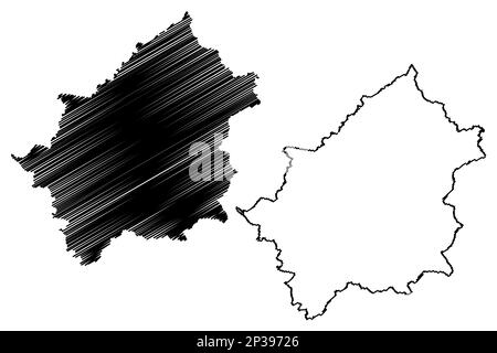 Carlisle zone non-métropolitaine (Royaume-Uni de Grande-Bretagne et d'Irlande du Nord, comté cérémonial Cumbria, Angleterre) illustration vectorielle de carte, Illustration de Vecteur