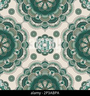 Motif de mandala vert décoratif. Décoration ronde sans couture. Indien. Arabe, ornement de l'islam, symbole de la culture du bouddhisme Illustration de Vecteur