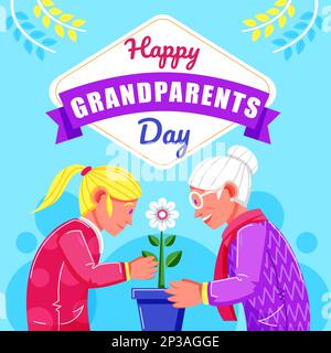 Bonne fête des grands-parents, grand-mère et petite-fille. Parfait pour les événements Illustration de Vecteur