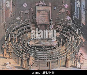 Théâtre anatomique de l'Université de Leiden - Théâtre anatomique de l'Université de Leyde, fin du 17eme siecle. Banque D'Images