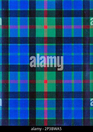 Clan Gunn Tartan en bleu vert et noir du livre « A history of the Scottish Highlands, Highland clans and Highland régiments » Volume 2 par MacLauchlan, Thomas, 1816-1886; Wilson, John, 1785-1854; Keltie, John Scott, sir, 1840-1927 Date de publication 1875 éditeur Edinburgh ; London : A. Fullarton Banque D'Images