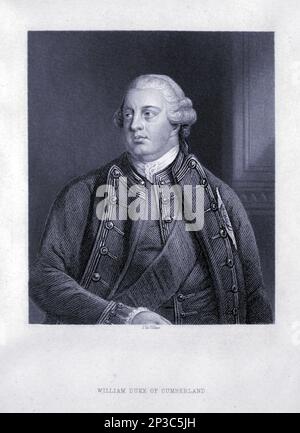 Prince William Augustus, duc de Cumberland KG KB FRS (15 avril 1721 [N.-É.] – 31 octobre 1765), tiré du livre « A history of the Scottish Highlands, Highland clans and Highland régiments » Volume 1 de MacLauchlan, Thomas, 1816-1886; Wilson, John, 1785-1854; Keltie, John Scott, sir, 1840-1927 Date de publication 1875 éditeur Edinburgh ; London : A. Fullarton Banque D'Images