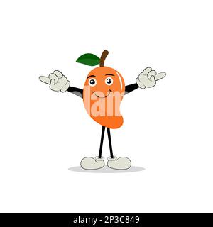 Motif mangue. Kawaii personnages de mangue illustration vectorielle de dessin animé mignon, les utiliser comme autocollants, motifs, t-shirt dessins, logo de fruit. Illustration de Vecteur