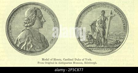 Médaille du Prince Henry Stuart, 1725-1807, Cardinal de York, tiré du livre « A history of the Scottish Highlands, Highland clans and Highland régiments » Volume 1 par MacLauchlan, Thomas, 1816-1886; Wilson, John, 1785-1854; Keltie, John Scott, sir, 1840-1927 Date de publication 1875 éditeur Edinburgh ; London : A. Fullarton Banque D'Images