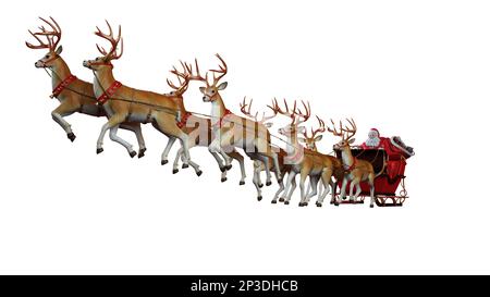 le père noël en traîneau prêt à livrer des cadeaux. 3d rendu Banque D'Images