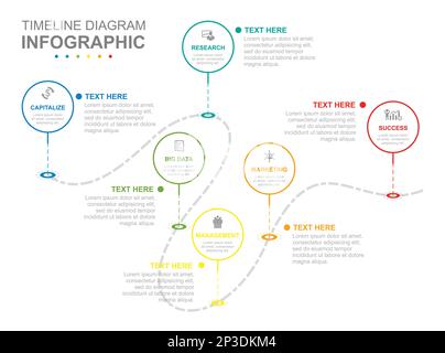 Modèle d'entreprise de l'infographie. Diagramme de la Time-Line moderne en 8 étapes avec cercles. Présentation du concept. Illustration de Vecteur