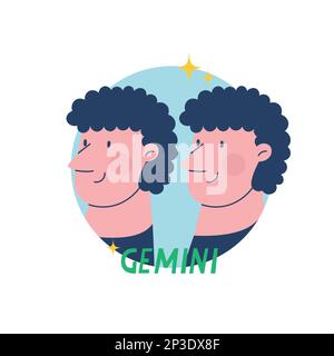 Signe Gémeaux zodiac. Troisième symbole de l'horoscope. Signe astrologique de ceux nés en juin. Illustration vectorielle pour la conception. Illustration de Vecteur