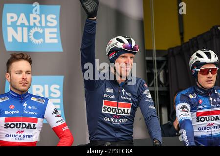 Belge Tim Declercq de Soudal Quick-Step photographié au début de la première étape de l'édition 81st de la course Paris-Nice de huit jours, de et à la Verrière (169,4km), dimanche 05 mars 2023. BELGA PHOTO DAVID PINTENS Banque D'Images