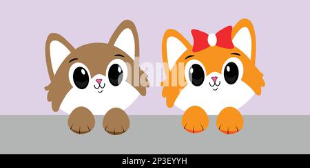 Collection de jolis dessins animés à motif visage de chat. Illustration vectorielle de visage de dessin animé de chat mignon. Vecteur libre Illustration de Vecteur