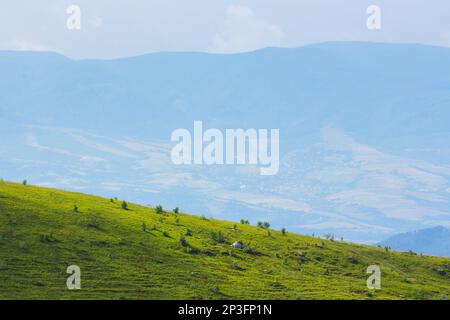 paysage de campagne avec prairie dans les montagnes. collines herbeuses sous un ciel nuageux Banque D'Images