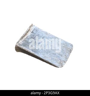 Cale métallique fortement utilisée pour la séparation du bois, isolée sur blanc. Banque D'Images