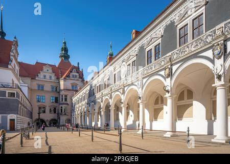 Cour des écuries (Stallhof) au Château de Dresde - Dresde, Saxe, Allemagne Banque D'Images