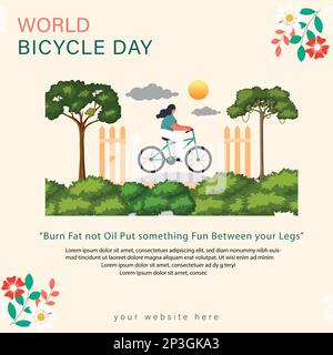 Modèle de publication de médias sociaux de la Journée mondiale du vélo Illustration de Vecteur