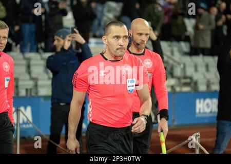 Aarhus, Danemark. 03rd, mars 2023. Arbitre Mads-Kristoffer Kristoffersen vu pendant le match Superliga 3F entre Aarhus GF et AC Horsens au parc Ceres à Aarhus. (Crédit photo: Gonzales photo - Balazs Popal). Banque D'Images