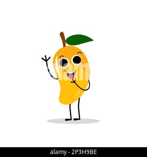 Motif mangue. Kawaii personnages de mangue illustration vectorielle de dessin animé mignon, les utiliser comme autocollants, motifs, t-shirt dessins, logo de fruit. Illustration de Vecteur