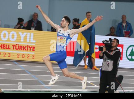 Istanbul, Turquie. 05th mars 2023. Miltiadis TENTOGLOU de Grèce lors des Championnats européens d'athlétisme en salle 2023 sur 5 mars 2023 à l'arène Atakoy à Istanbul, Turquie - photo Laurent Lairys/ABACAPRESS.COM crédit: Abaca Press/Alay Live News Banque D'Images