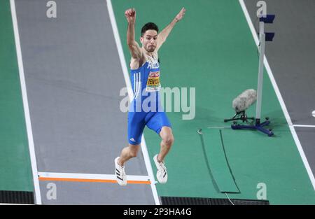 Istanbul, Turquie. 05th mars 2023. Miltiadis TENTOGLOU de Grèce lors des Championnats européens d'athlétisme en salle 2023 sur 5 mars 2023 à l'arène Atakoy à Istanbul, Turquie - photo Laurent Lairys/ABACAPRESS.COM crédit: Abaca Press/Alay Live News Banque D'Images