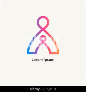 Logo minimal de la mère et de l'enfant, icône abstraite de la famille. Parent et bébé, protection de la maternité et concept d'enfance Illustration de Vecteur