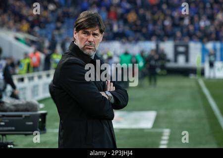 Bergame, Italie. 4th mars 2023. Italie, Bergame, mars 04 2023: Andrea Sottil (Udinese Manager) dans le banc avant le coup d'envoi pendant le match de football ATALANTA vs UDINESE, série A Tim 2022-2023 day25 Gewiss stade (Credit image: © Fabrizio Andrea Bertani/Pacific Press via ZUMA Press Wire) USAGE ÉDITORIAL SEULEMENT! Non destiné À un usage commercial ! Banque D'Images