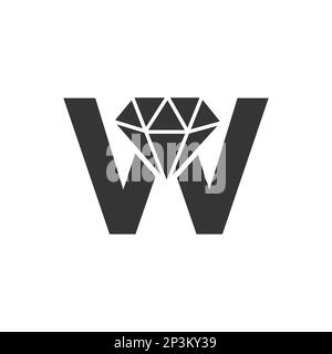 Logo lettre W Diamond. Logo bijoux avec modèle vectoriel d'icône en losange Illustration de Vecteur