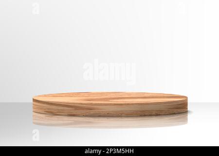 Piédestal ou podium en bois. Plate-forme en bois réaliste pour la présentation des produits. Scène naturelle minimale avec maquette sur pied, exposition cosmétique ou remise de prix Illustration de Vecteur