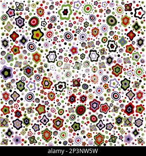 Motif sans couture avec fleurs délicates pour un style puéril avec des points et des cercles sur fond blanc Illustration de Vecteur