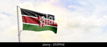 Drapeau kenyan sur fond de ciel. 3D rendu Banque D'Images