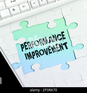Affiche indiquant l'amélioration des performances. Concept Internet mesurer et modifier la sortie pour augmenter l'efficacité Banque D'Images