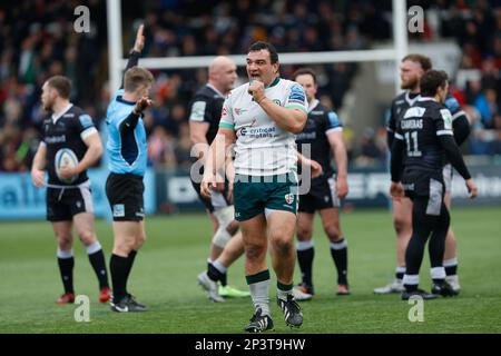 Newcastle le dimanche 5th mars 2023. Augustin Creevy, de London Irish, est photographié lors du match de première division de Gallagher entre Newcastle Falcons et London Irish à Kingston Park, Newcastle, le dimanche 5th mars 2023. (Photo : Chris Lishman | MI News) Credit : MI News & Sport /Alay Live News Banque D'Images