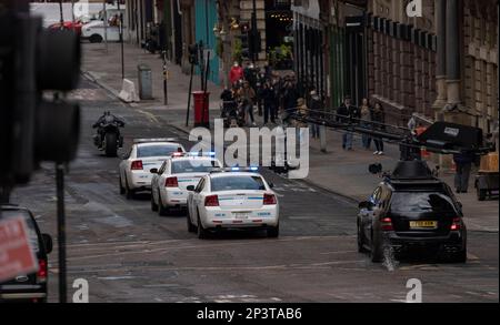 The Flash - Batman filmant à Glasgow. Banque D'Images