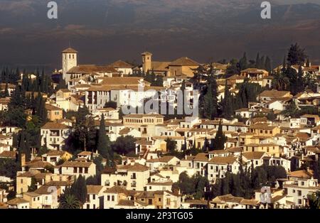 Albaicin, vu de l'Alhambra, Grenade. Andalousie, Espagne Banque D'Images