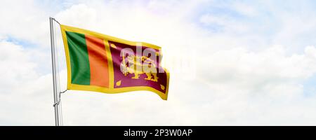 Drapeau du Sri Lanka agitant sur fond de ciel. 3D rendu Banque D'Images