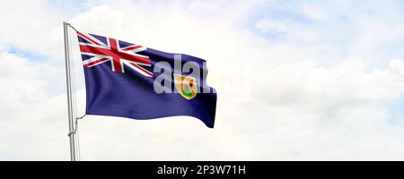 Drapeau des îles Turks et Caicos agitant sur fond de ciel. 3D rendu Banque D'Images