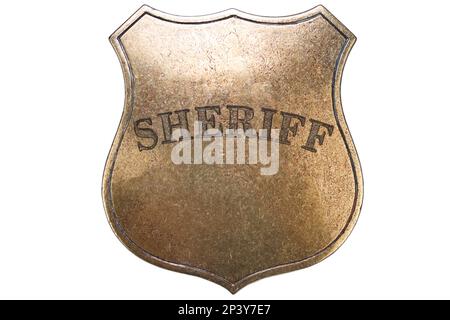 Badge DU shérif AMÉRICAIN de l'ancien ouest sur fond blanc Banque D'Images