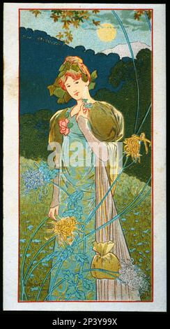 Dessin pour une illustration de carte postale, 1900. Banque D'Images