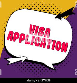 Écriture affichage de texte Visa application. Concept d'affaires processus d'obtention d'un permis d'entrée sur un terrain étranger Banque D'Images