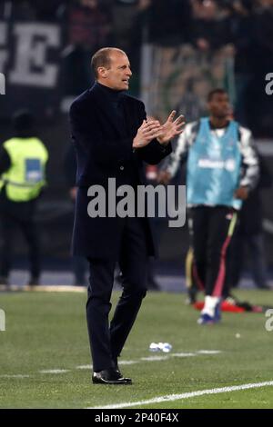 Rome, Italie. 05th mars 2023. Massimiliano Allegri, entraîneur en chef de Juventus, gestes pendant la série Un match de football entre Roma et Juventus au stade olympique de Rome, Rome, Italie, 05 mars 2023. Crédit: Riccardo de Luca - mise à jour des images/Alamy Live News Banque D'Images