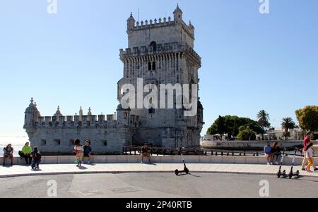 Tour Belem, fortification de 16th-siècle qui a servi de passerelle cérémonielle à Lisbonne, Portugal Banque D'Images