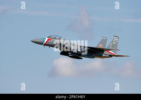 McDonnell Douglas F-15E Strike Eagle 92-0364, la RAF Lakenheath 48th Fighter Wing Wing 70th anniversaire. Banque D'Images