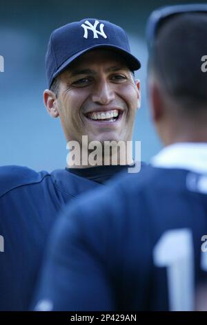 Hideki Matsui of the New York Yankees during batting practice before a 2007  MLB season game against the Los Angeles Angels at Angel Stadium in Anaheim,  California. (Larry Goren/Four Seam Images via