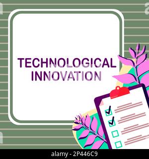 Texte montrant inspiration innovation technologique. Mot pour la nouvelle invention de la connaissance technique du produit Banque D'Images
